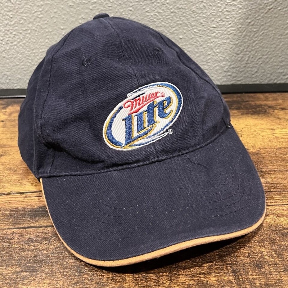 Miller Lite Hat Beer Navy Blue Adjustable Strapback Baseball Cap